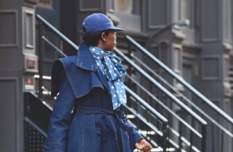 African American fashion woman dressed in denim jacket and skirt with a baseball cap - Fashion Police Nigeria