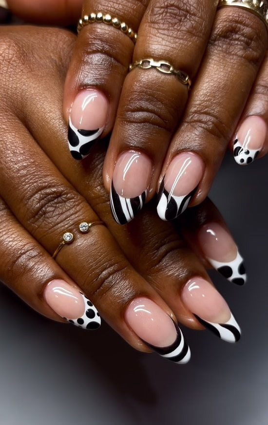 Black and white french tips - Fashion Police Nigeria