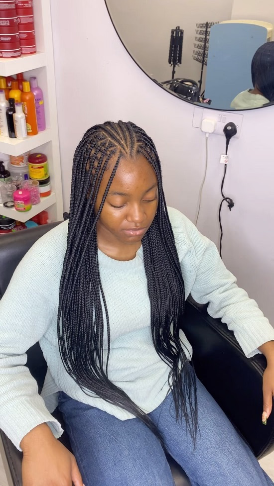Photo of a lady wearing flip over braids - Fashion Police Nigeria