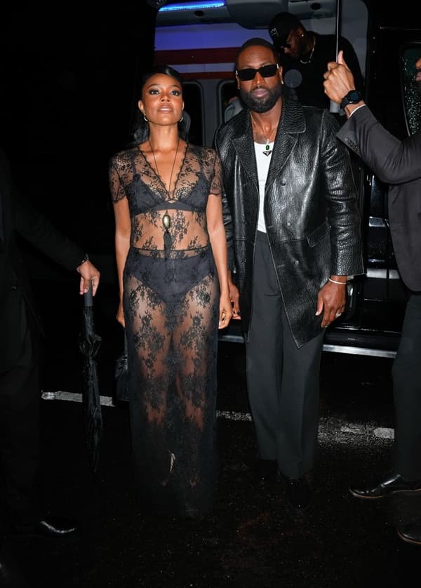Gabrielle Union stepped out with Dwayne Wade in a lace naked dress during Met Gala 2025 after-party - Fashion Police Nigeria