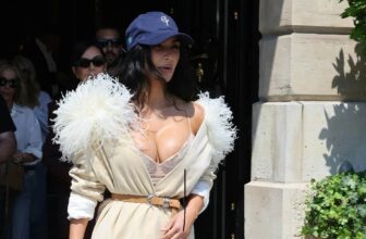 Kim Kardashian Wearing a Feathery Coat Like a Dress is a Whole Fashion Girl Vibe