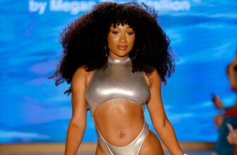 Megan Thee Stallion Walked the Miami Swimwear Show in a Metallic Silver Swimsuit