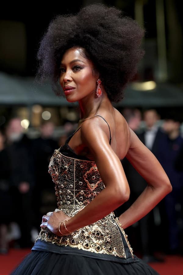 Naomi Campbell Brought Some Glamour in a Black and Gold Gown in Cannes