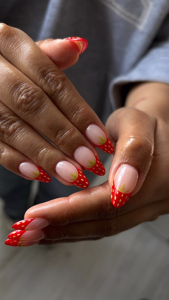 Strawberry French Fruit Nails - Fashion Police Nigeria