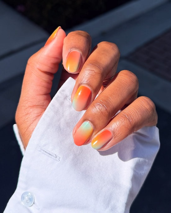 Sunset Ombre nails - Fashion Police Nigeria
