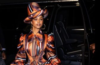 Tyla Wears a Vibrant Tolu Coker Minidress and a Statement Hat Ahead of Met Gala