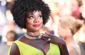 Voila Davis Shone Bright in Neon Green Gown at Cannes