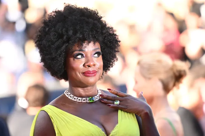 Voila Davis Shone Bright in Neon Green Gown at Cannes