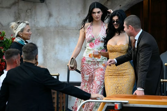 Kendall and Kylie Jenner Arrived in Venice for the Sánchez-Bezos Wedding in Cute Floral Dresses