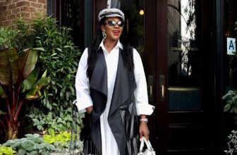 Stephanie Okereke Nails Parisian Chic in a Shirt Dress, Jacket, and a Houndstooth Cap