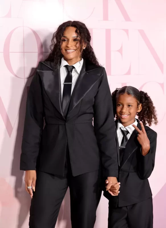 Ciara and Her Mini-Me Daughter Twinned in a Matching Black Suit