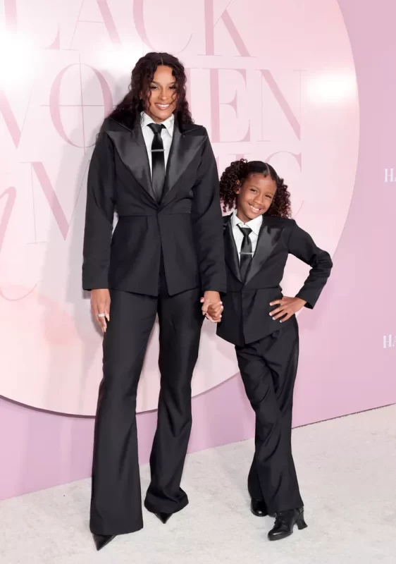 Ciara and Her Mini-Me Daughter Twinned in a Matching Black Suit