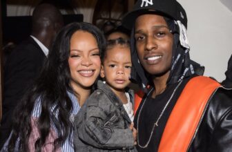 Rihanna Shows Off Her Baby Bump in an Unbuttoned Shirt at AWGE Paris Fashion Week Show