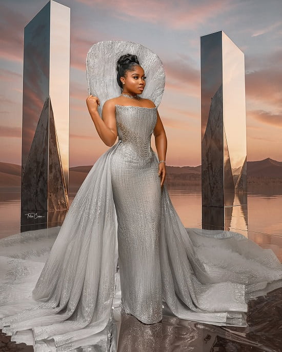 veekee james silver sculpted gown (2) (1)