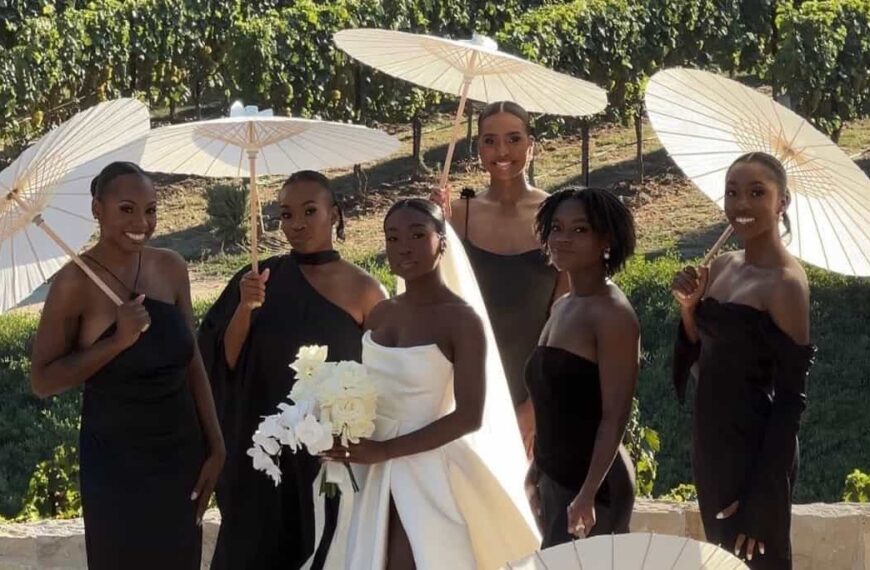 Bride and her bridesmaids at a summer wedding - Fashion Police Nigeria