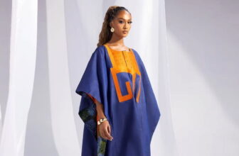 photo of a lady wearing an agbada