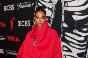 Ciara Went Overboard in Red Schiaparelli Dress and Clear Slingbacks at the 2025 MTV VMAs
