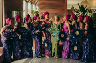 Photo of Yoruba brides with the bride wearing a beautiful aso-ebi colour combination - Fashion Police Nigeria