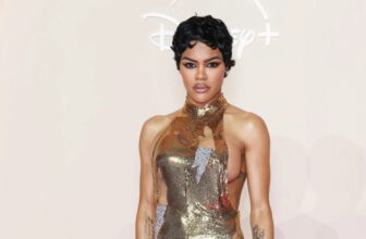 Teyana Taylor is Breathtaking in a Golden Schiaparelli Halter-Neck Gown - Fashion Police Nigeria