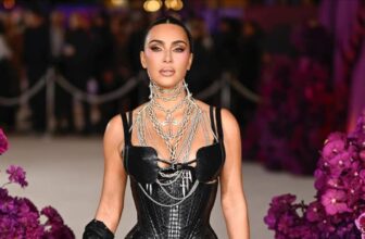 Kim Kardashian Brought Some Drama in a Black Leather Corset Dress at All’s Fair London Premiere - Fashion Police Nigeria