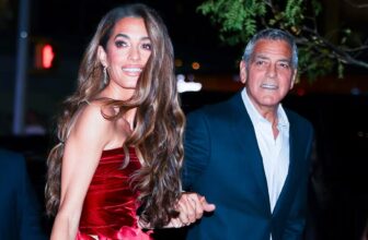 Amal Clooney's Mini Dress is Like a Bouquet of Crimson Flowers