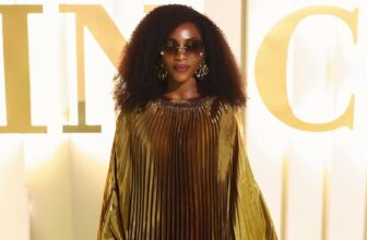 genevieve nnaji in a gold metallic pleated gown at the red sea film festival - Fashion Police Nigeria