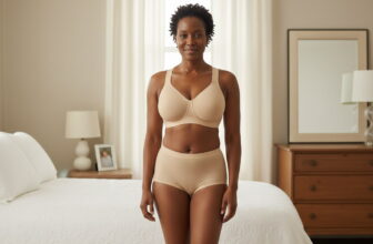 photo of a woman wearing a support bra