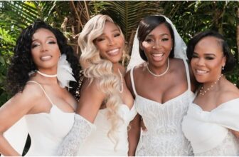 Venus and Serena Williams posing in a white wedding gowns during her marriage to Andrea Preti - Fashion Police Nigeria