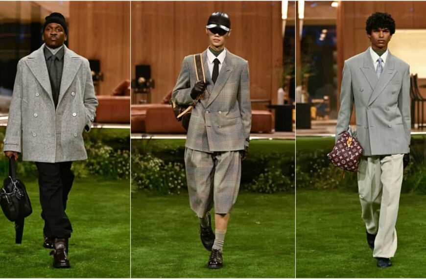 Model on the runway for Pharrell Williams Louis Vuitton Men's Fall/Winter 2026 - Fashion Police Nigeria