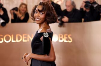 Ayo Edebiri's gorgeours red carpet gown photo at the 2026 Golden Globes - Fashion Police Nigeria