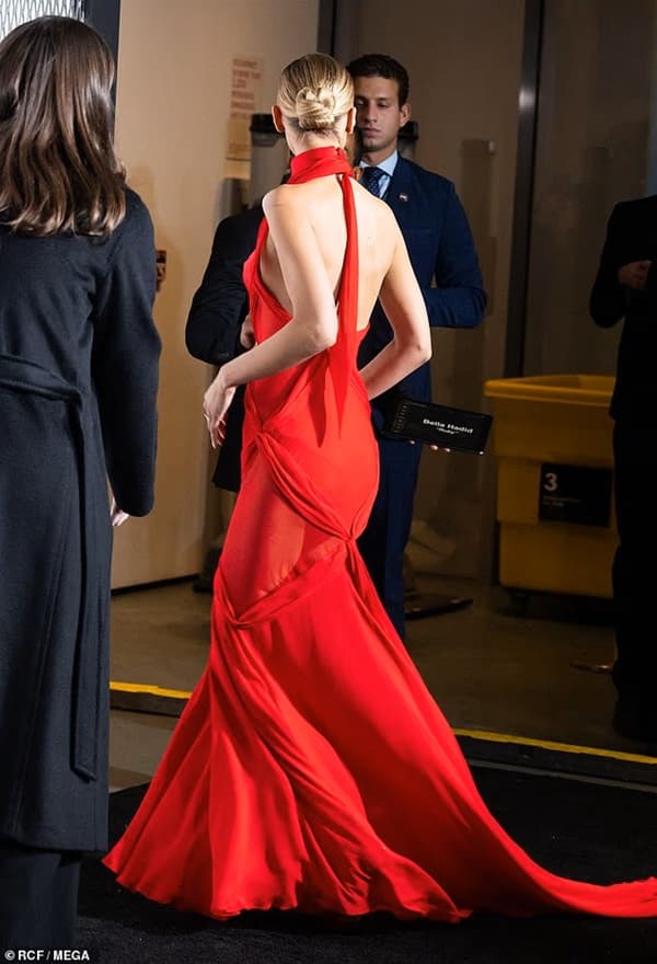 Bella Hadid Embraced Sheer Glamour in a Crimson Red Down at the FX Beauty Premiere