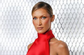 Bella Hadid Embraced Sheer Glamour in a Crimson Red Down at the FX Beauty Premiere