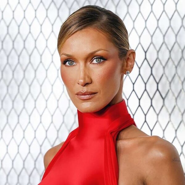 Bella Hadid Embraced Sheer Glamour in a Crimson Red Down at the FX Beauty Premiere