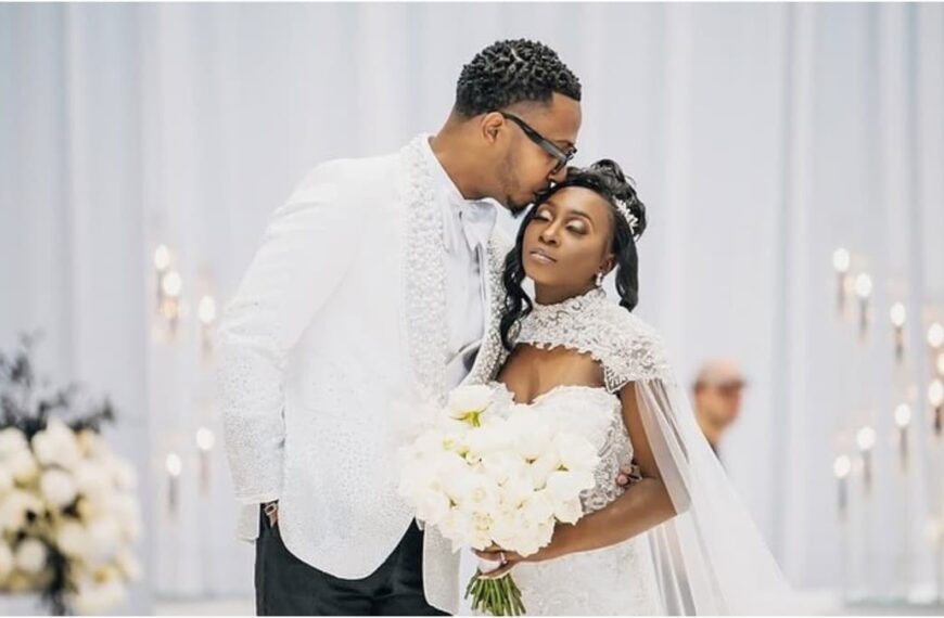 Photo of African American groom and bride kissing after the wedding - Fashion Police Nigeria