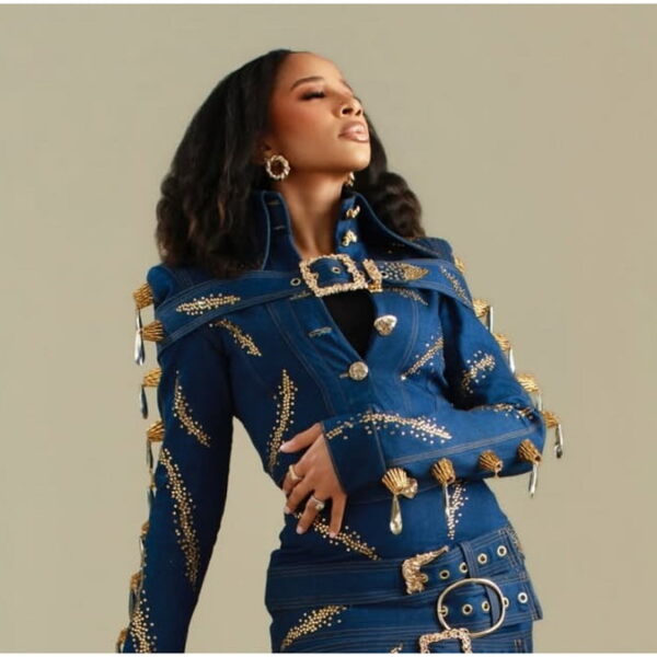 Adesua Etomi Marks Her 40th Birthday in a Bedazzled Denim Look