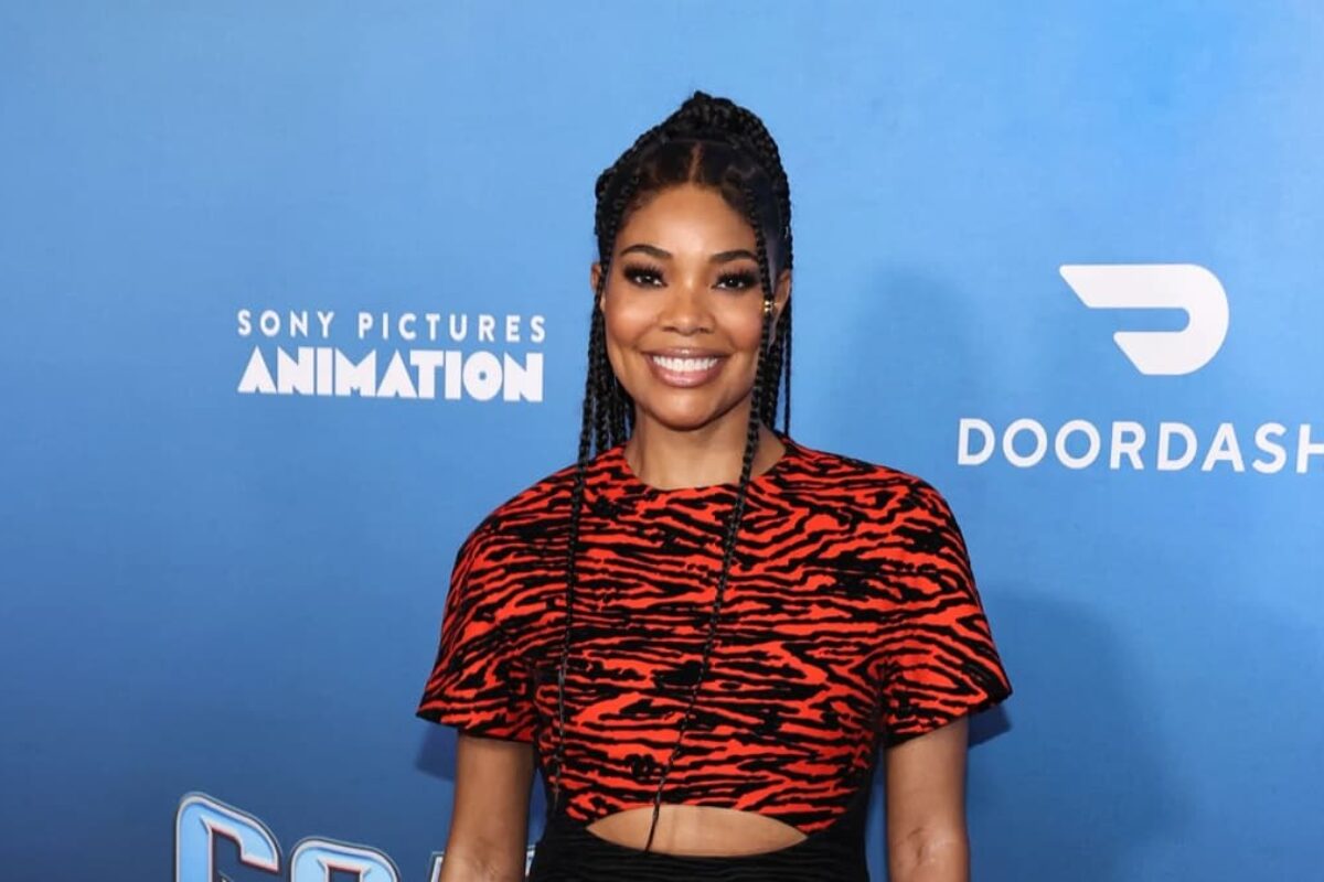 Gabrielle Union Twins with Her Daughter Kaavia in Animal Print Dress