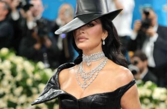 Photo of Kim Kardashian posing during in her black ensemble during 2025 met gala - Fashion Police Nigeria