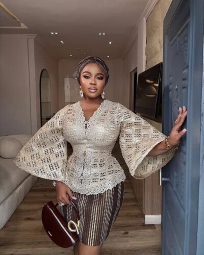 lace and aso-oke wedding guest style - Fashion Police Nigeria