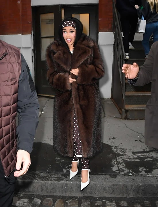 Cardi B Showcases Her Style Prowess in Shaggy Fur and Polka Dots