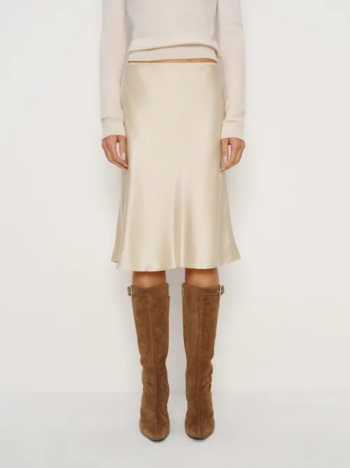 Reformation Layla Silk Knee Length Skirt - Fashion Police Nigeria