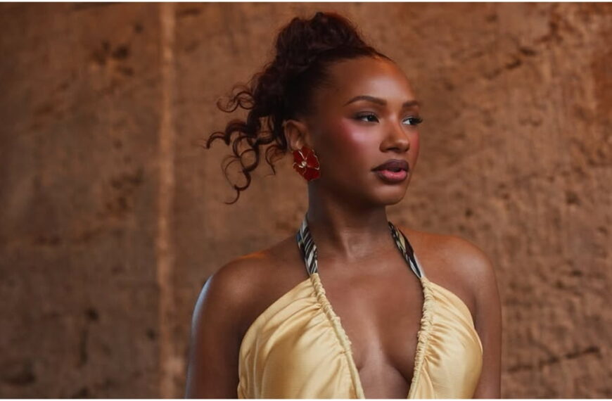 Temi Otedola is Vacation-Ready in Plunging Halter Dress