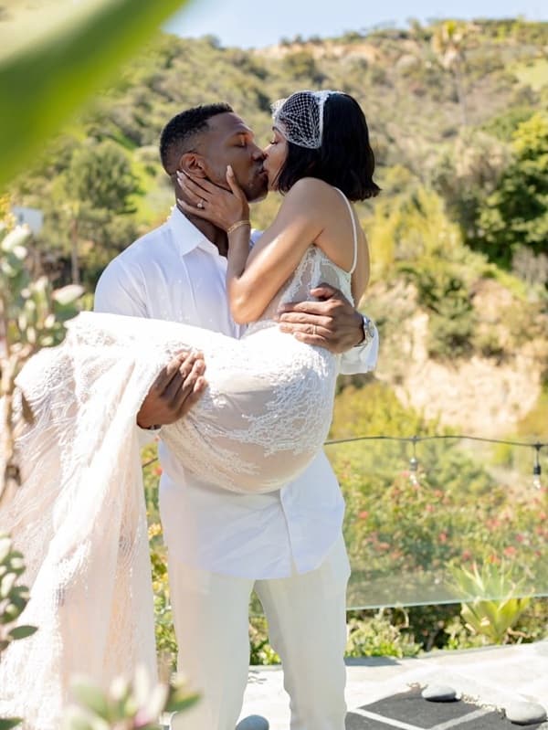 Photo of Megan Good and Jonathan Majors one-year wedding anniversary