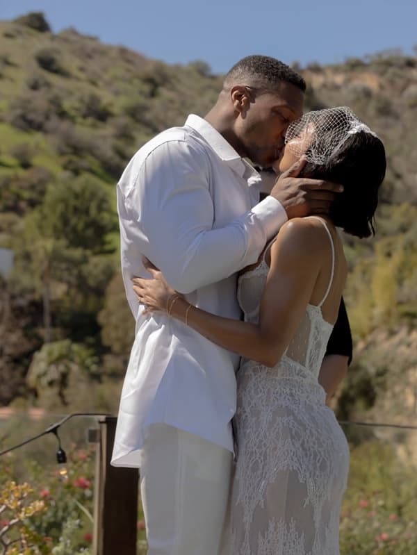 Photo of Meagan Good and Jonathan Majors one-year wedding anniversary