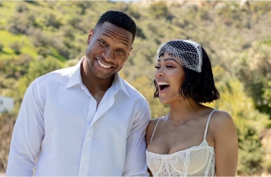 Photo of Megan Good and Jonathan Majors one-year wedding anniversary