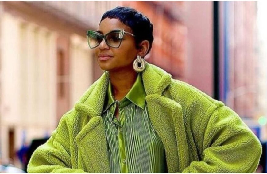 photo of a black lady on the colour chartreuse