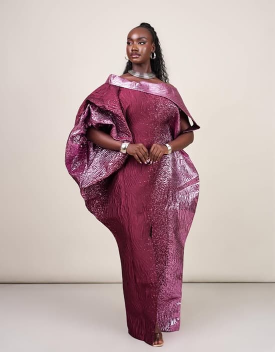 Boubou dress with sculptural asymmetrical sleeves - Fashion Police Nigeria