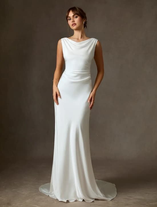 Best Places to Buy Your Gorgeous Wedding Dress Online Azazie Diamond White Fit and Flare Stretch Satin Dress - Fashion Police Nigeria