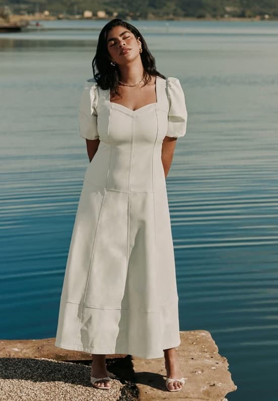 Best Places to Buy Your Gorgeous Wedding Dress Online ELOQUII Faux Leather Puff Sleeve Maxi Dress - Fashion Police Nigeria