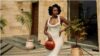 photo of a lady on a white dress