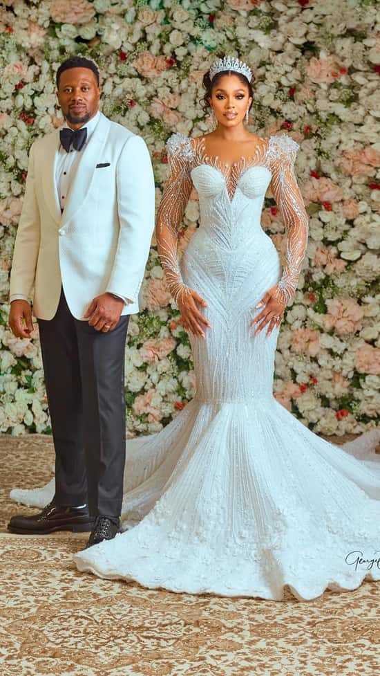 sharon ooja white wedding photo